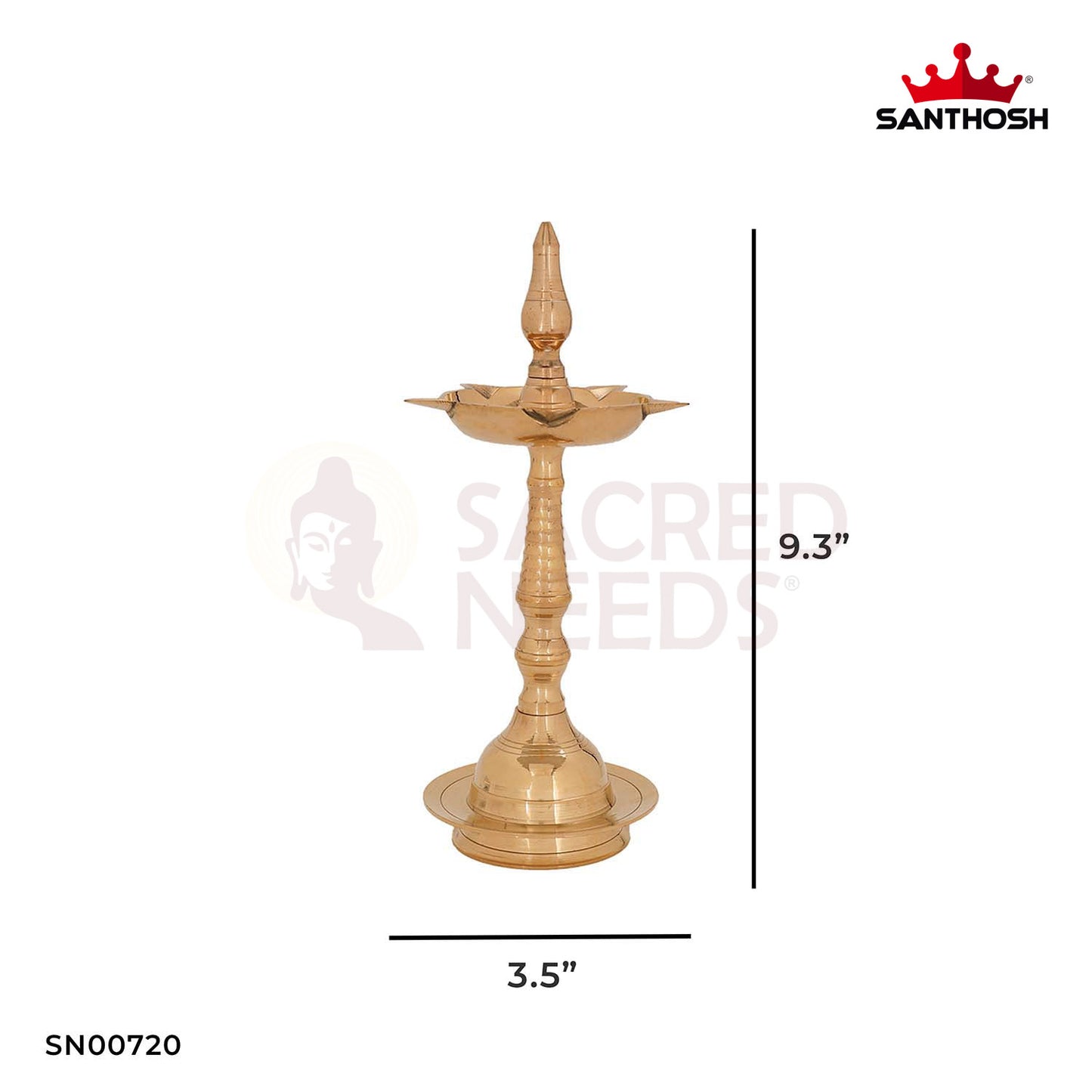 Brass Kerala Fancy Vilakku – 9.3 Inch Height | Stylish Traditional Deepam for Rituals and Interior Decor