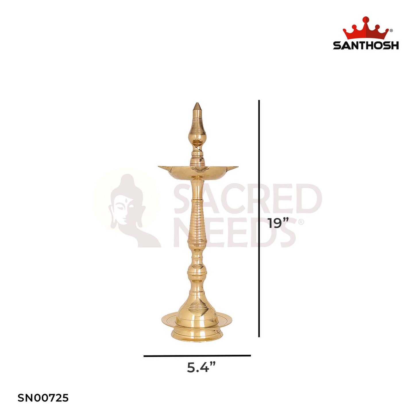 Brass Kerala Fancy Vilakku – 19 Inch Height | Large Kerala Vilakku for Festive Lighting, Mandir & Cultural Events