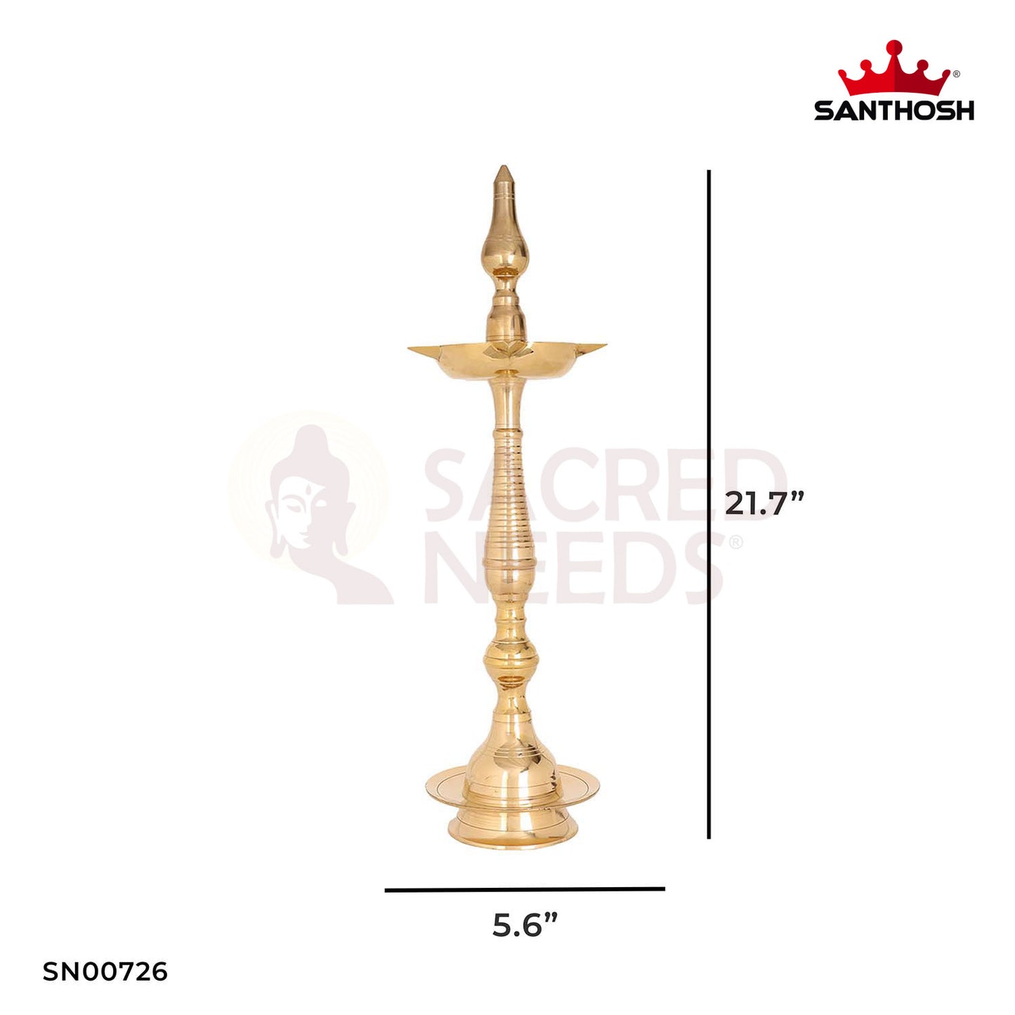 Brass Kerala Fancy Vilakku – 21.7 Inch Height | Elegant Kerala-Style Lamp for Religious Functions & Decor