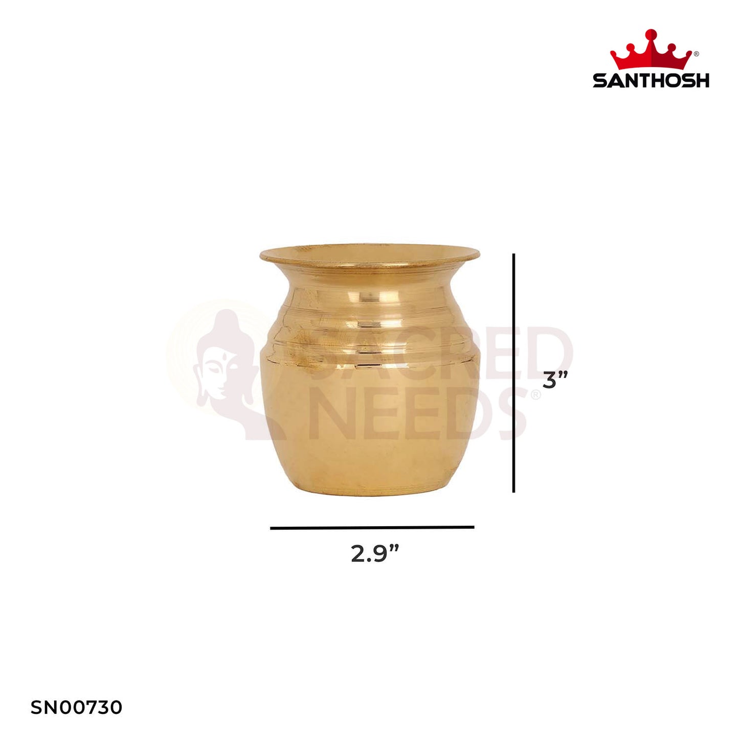 ICC Kumba Chambu – 3 Inch Height | Small Brass Kalash for Griha Pravesh, Festival Use & Temple Offerings