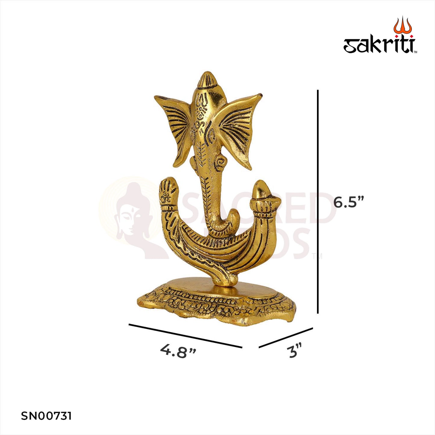 Aluminium U Ganesha – 6.5 Inch Height | Decorative Ganapati Idol for Home, Desk & Gifting