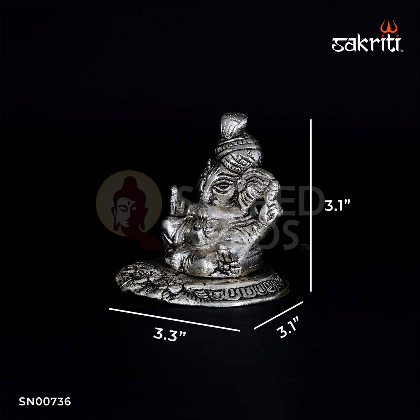Aluminium Pagdi Ganesha – 3.1 Inch Height | Traditional Ganesha Idol with Turban for Pooja & Decor