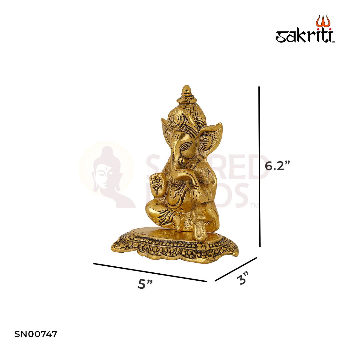 Aluminium Ganesha with Rat – 6.2 Inch Height | Ganesh Idol with Mooshak for Pooja & Festival Display