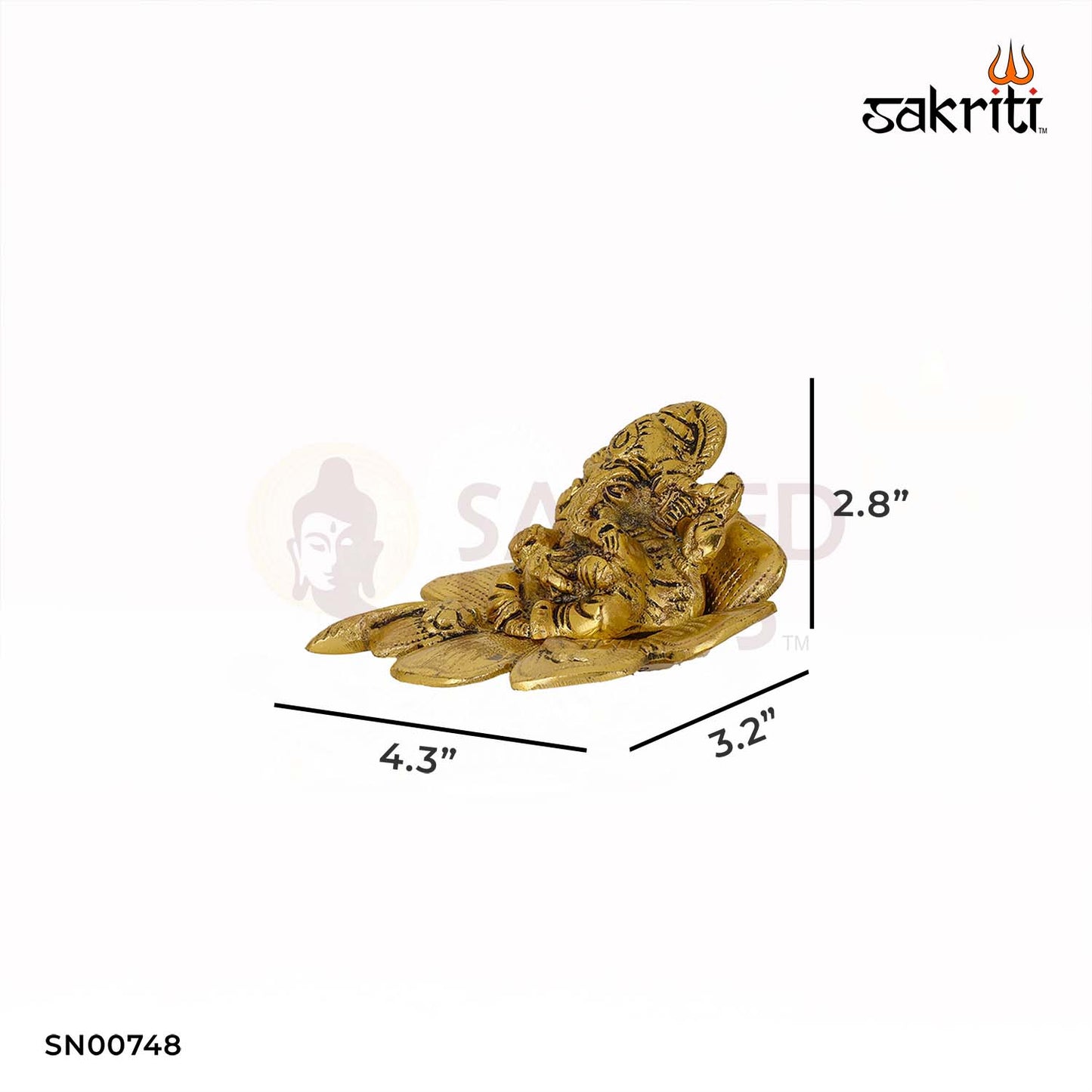 Aluminium Flower Ganesha – 2.8 Inch Height | Floral Ganpati Statue for Mandir, Desk & Gifts