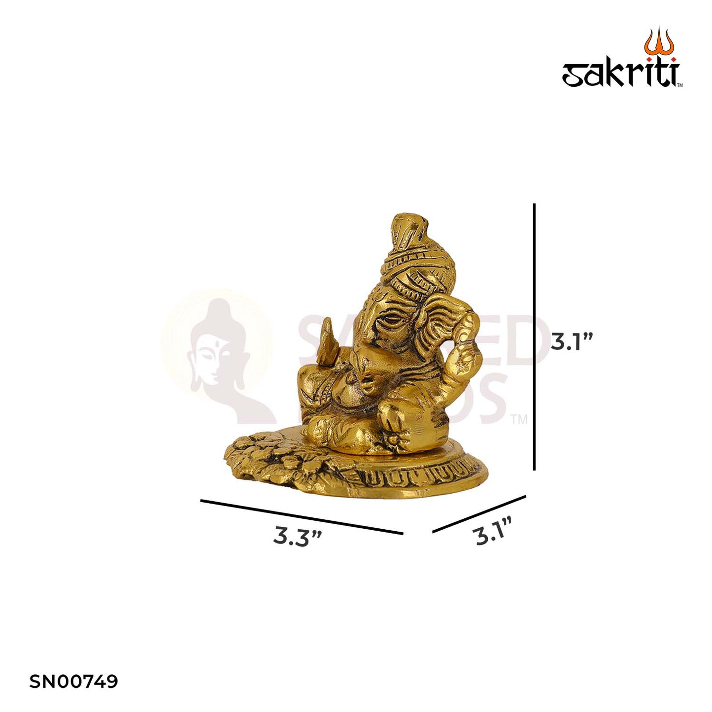 Aluminium Pagdi Ganesha – 3.1 Inch Height | Ganesh Idol with Traditional Headgear for Home or Office