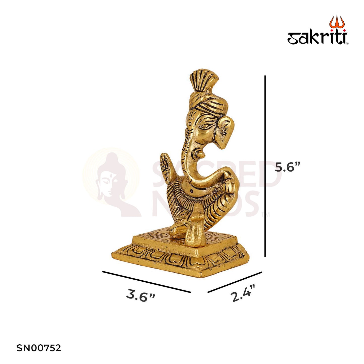 Aluminium Pagdi Ganesha with Rat – 5.6 Inch Height | Ganesha with Mooshak & Headgear for Gifting