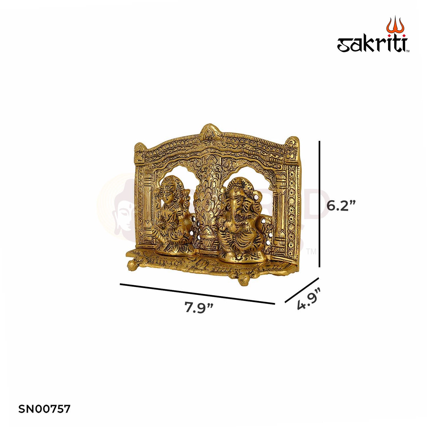 Aluminium Lakshmi Ganesh with Base – 6.2 Inch Height | Ganesha Idol with Stable Base for Office, Desk & Decor