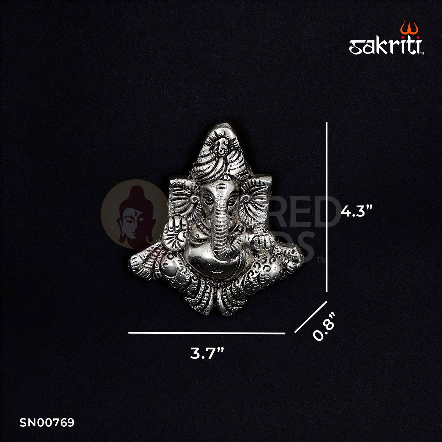 Aluminium Pagdi Ganesha Mounted – 4.3 Inch Height | Ganpati Idol on Wall Mount for Festive Decor