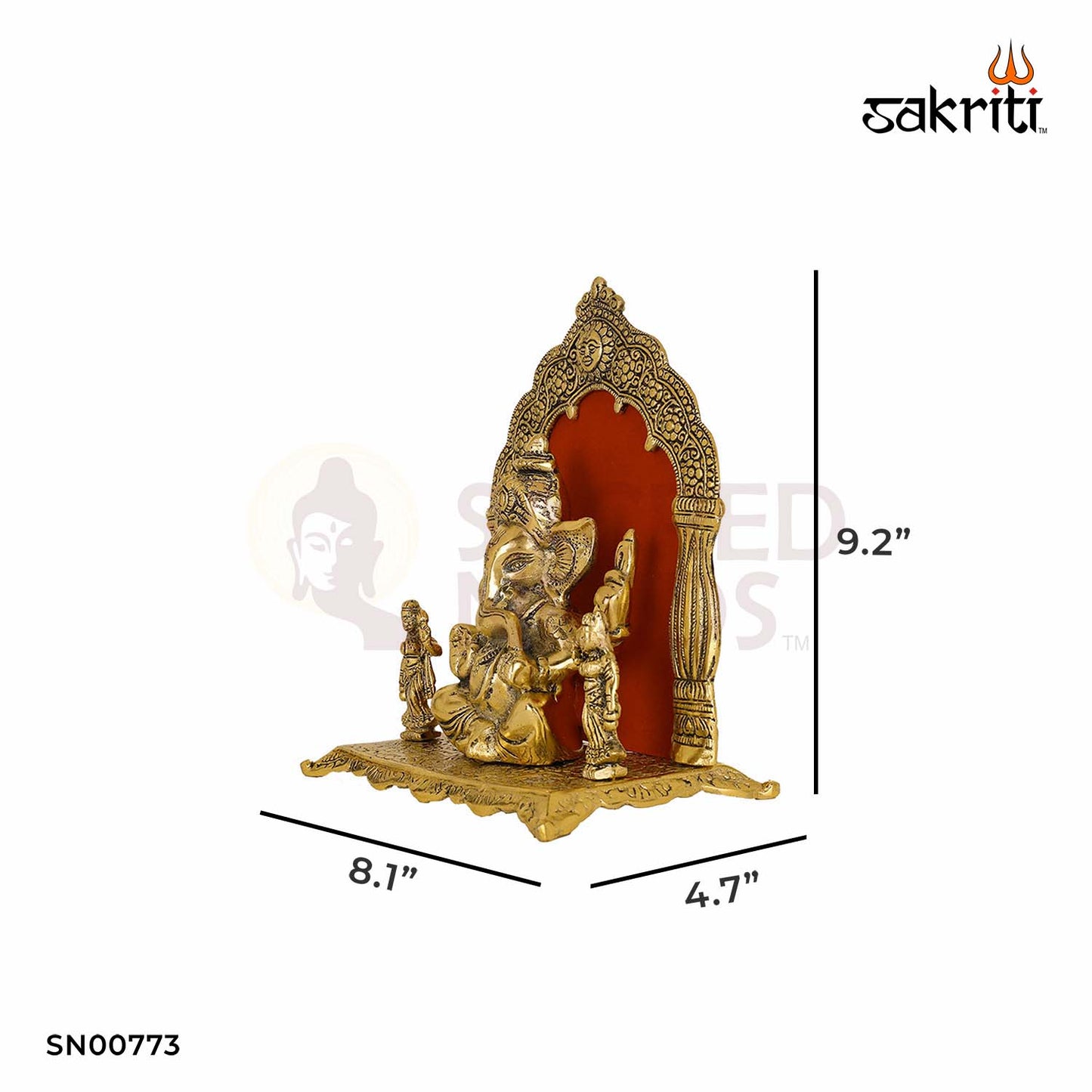 Aluminium Ganesha – 9.2 Inch Height | Majestic Ganpati Idol for Temple, Gift or Decorative Display