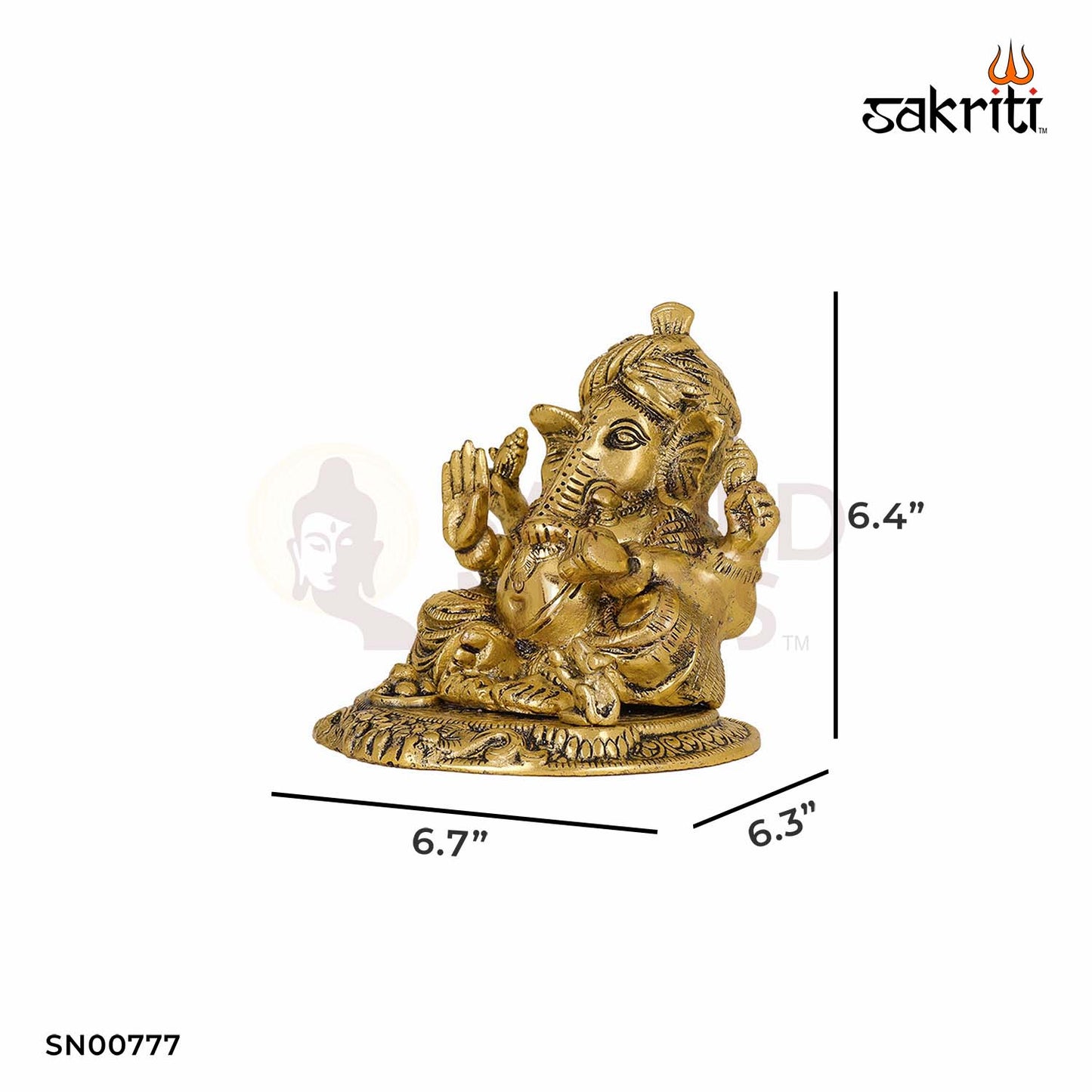 Aluminium Pagdi Ganesha – 6.4 Inch Height | Traditional Ganesh Idol with Headgear for Decor & Gifting