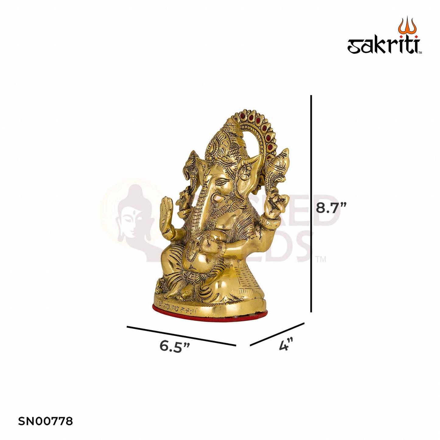 Aluminium Raja Ganesha – 8.7 Inch Height | Majestic Pagdi Ganesha Statue for Home Temple