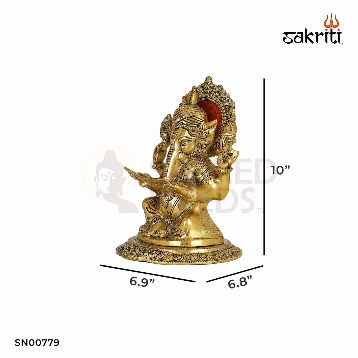 Aluminium Book Ganesha – 10 Inch Height | Ganpati Idol Reading Book for Wisdom, Decor & Education