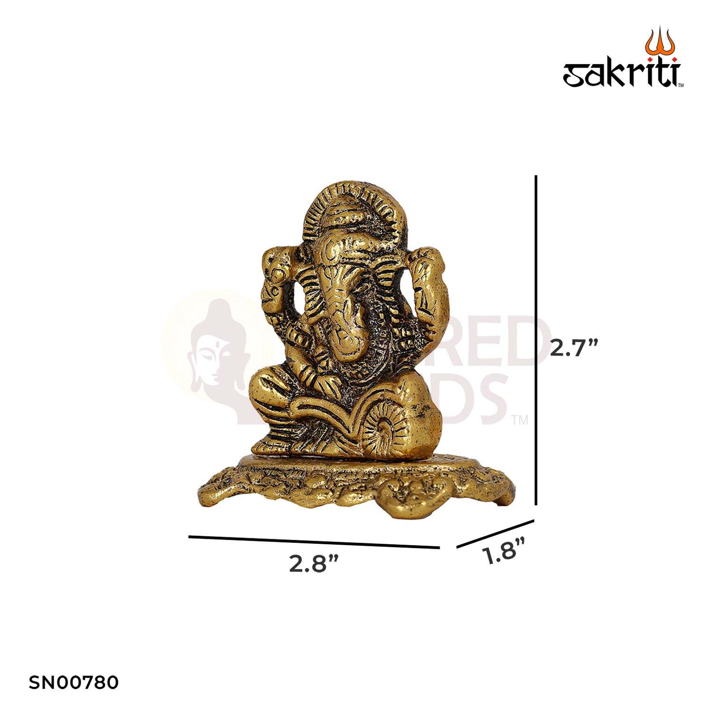 Aluminium Book Ganesha – 2.7 Inch Height | Miniature Ganpati Idol with Book for Study Table & Gifts