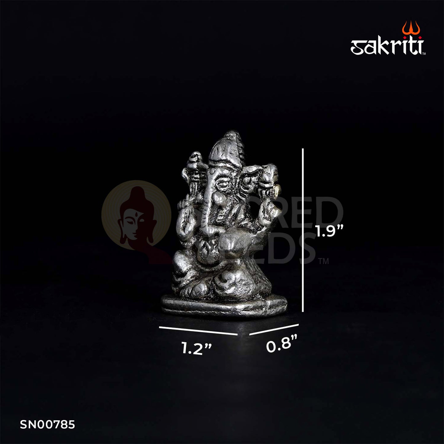 Aluminium Mini Ganesha – 1.9 Inch Height | Compact Ganpati Idol for Car Dashboard or Travel Gifting