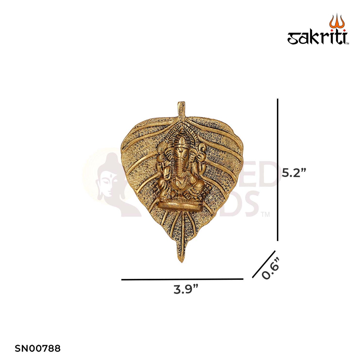 Aluminium Leaf Ganesha – 5.2 Inch Height | Ganesha Idol with Leaf Base for Mandir & Gifting