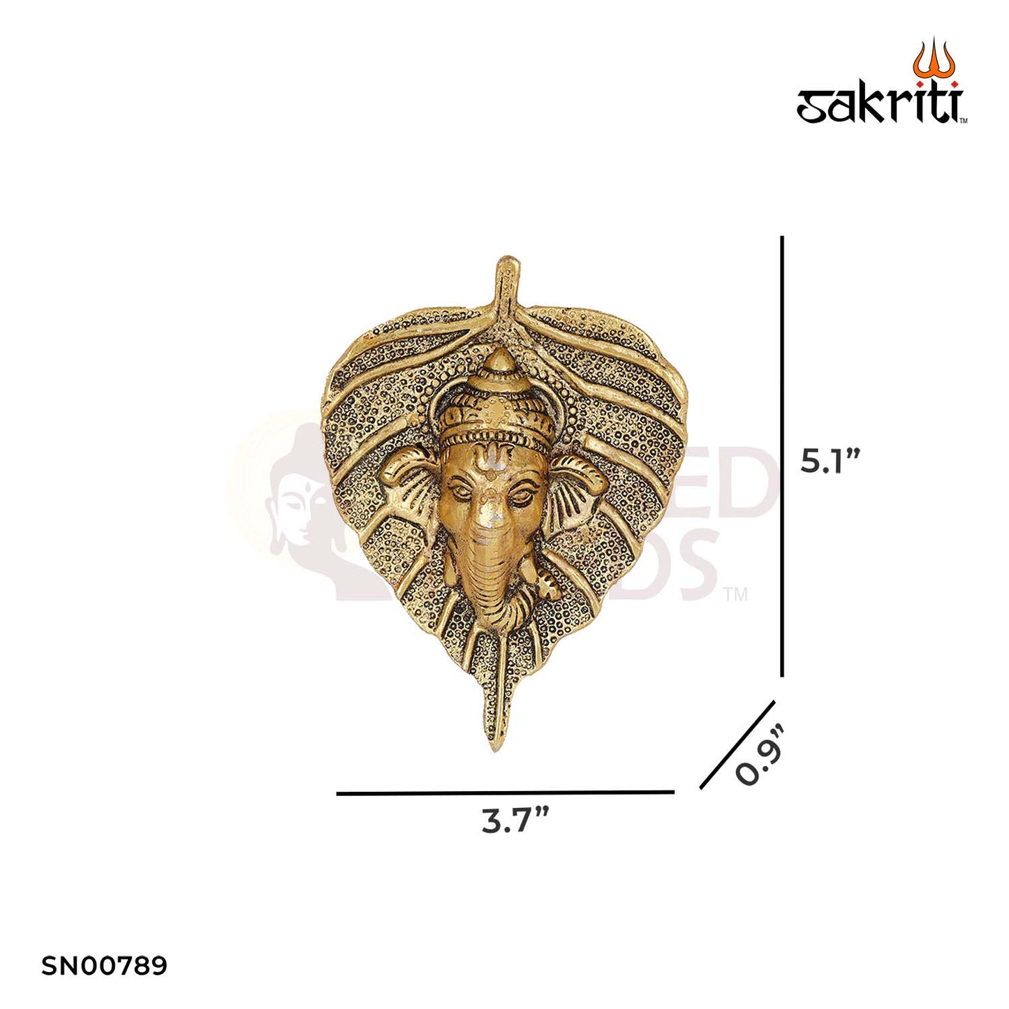 Aluminium Leaf Ganesha Mounted – 5.1 Inch Height | Ganpati Idol on Leaf Wall Frame for Home Temple