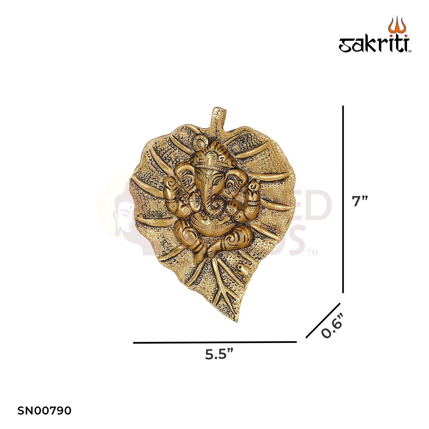 Aluminium Leaf Ganesha Mounted – 7 Inch Height | Decorative Wall Hanging Ganesha Idol with Leaf Design