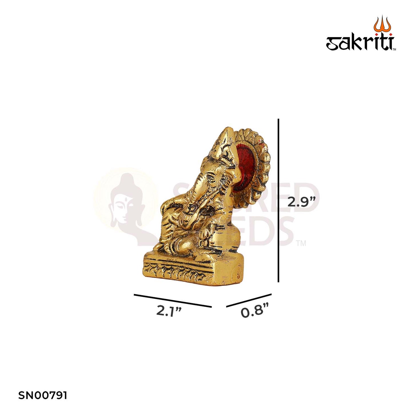 Aluminium Takiya Ganesha – 2.9 Inch Height | Reclining Ganesha Idol with Pillow for Calm Ambience