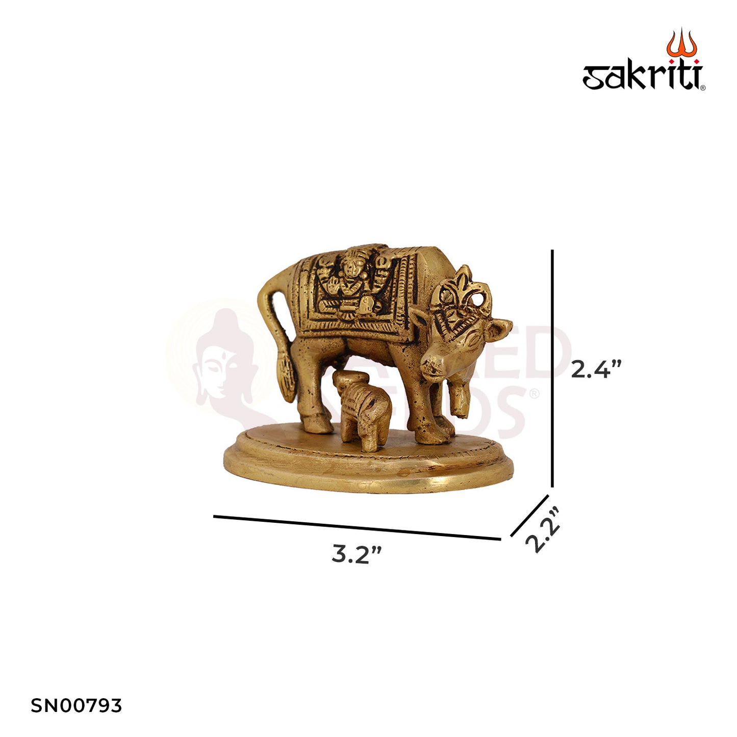 Brass Cow & Calf – 2.4 Inch Height | Traditional Cow & Calf Statue for Home, Pooja & Gifting