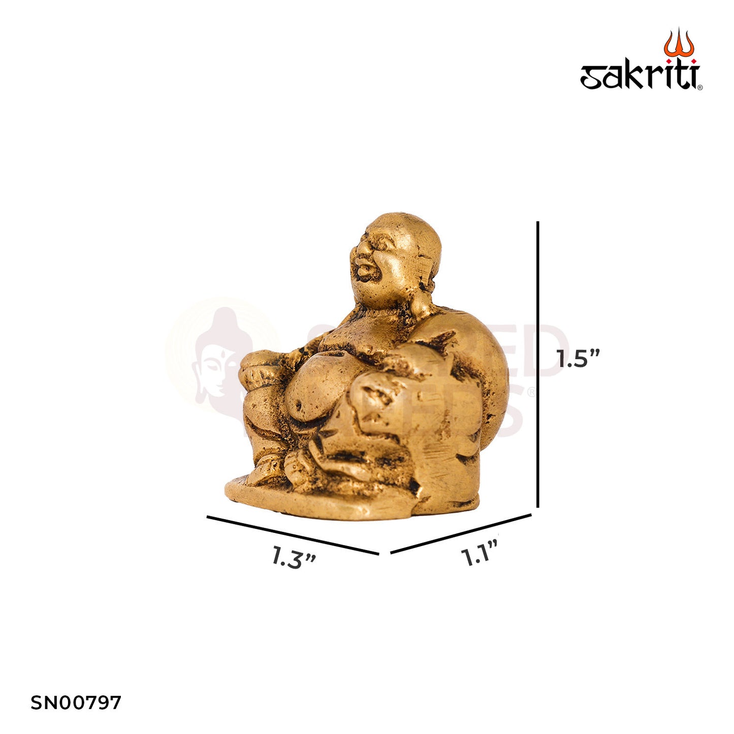 Brass Happy Man Sitting – 1.5 Inch Height | Relaxed Sitting Figurine for Small Space Decor
