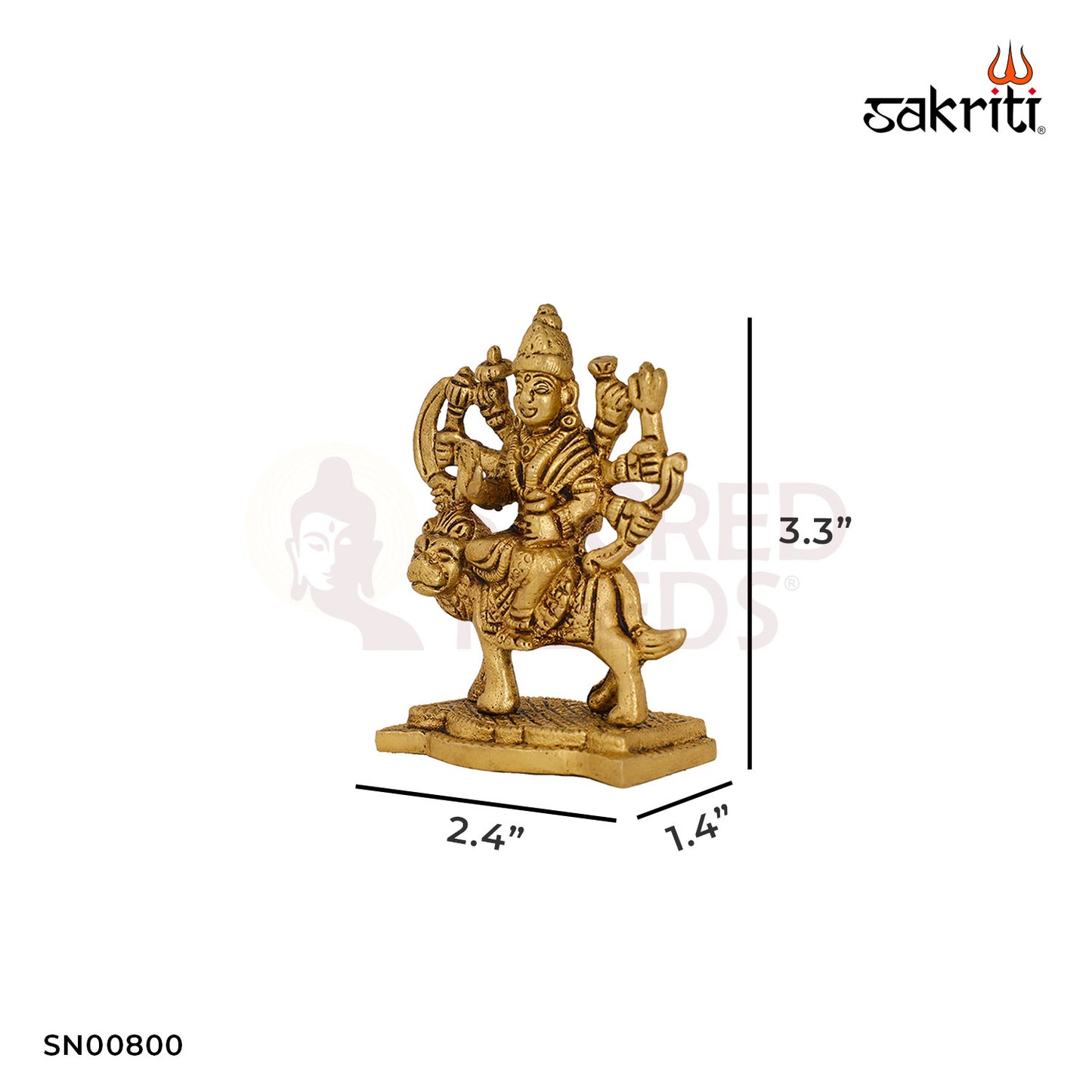 Brass Durga – 3.4 Inch Height | Divine Durga Goddess Statue for Worship & Gifting
