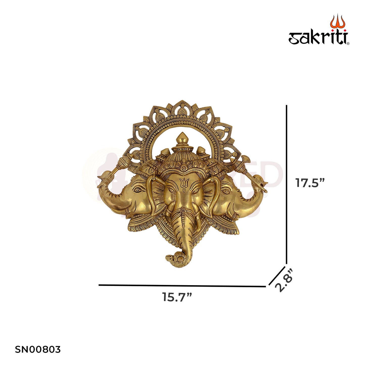 Brass Ganeshan Mounted – 17.5 Inch Height | Large Mounted Ganpati Idol for Temple & Decor