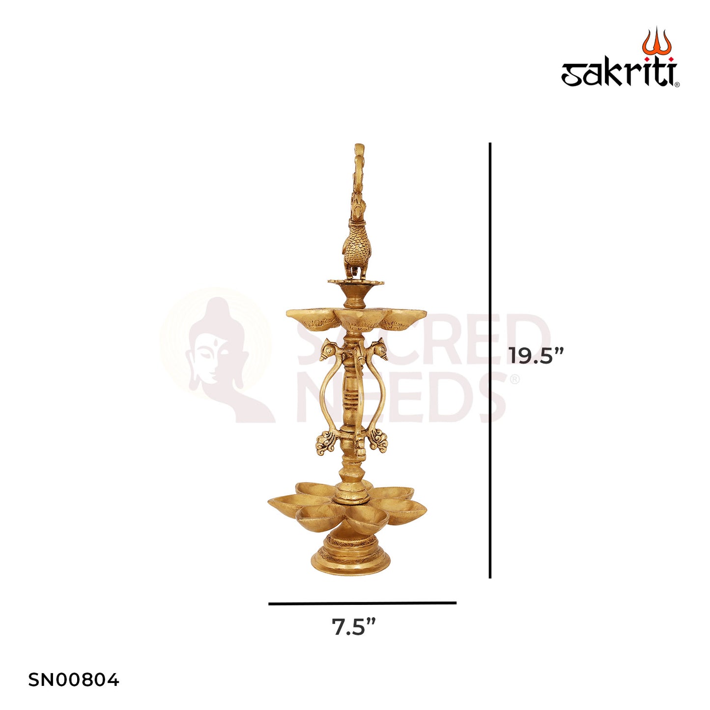 Brass 2-Step Annam Vilakku – 19.5 Inch Height | Traditional Brass Oil Lamp for Pooja & Temple