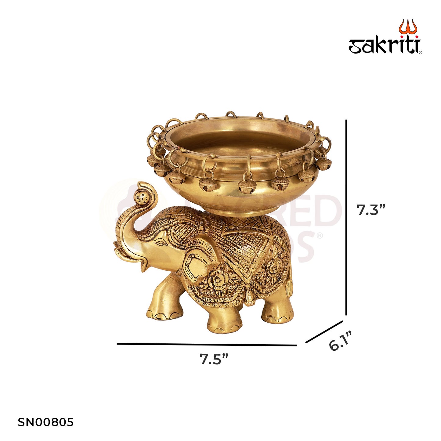 Brass Elephant Urli – 7.5 Inch length | Elephant Water Basin for Home & Pooja Decoration