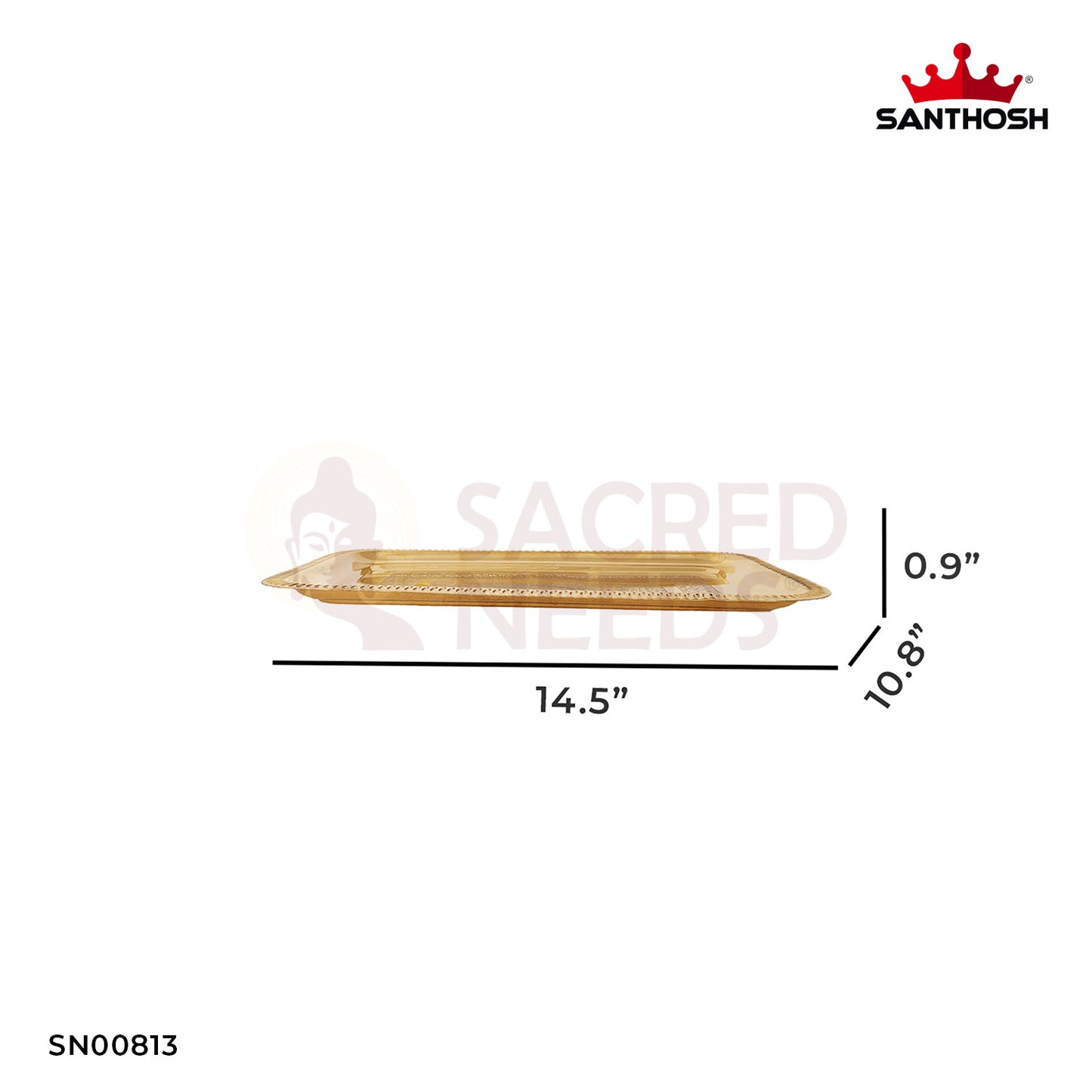 ICC Rectangle Etching Tray – 0.9 Inch Height | Exquisite Brass Tray with Detailed Etching for Home Decor