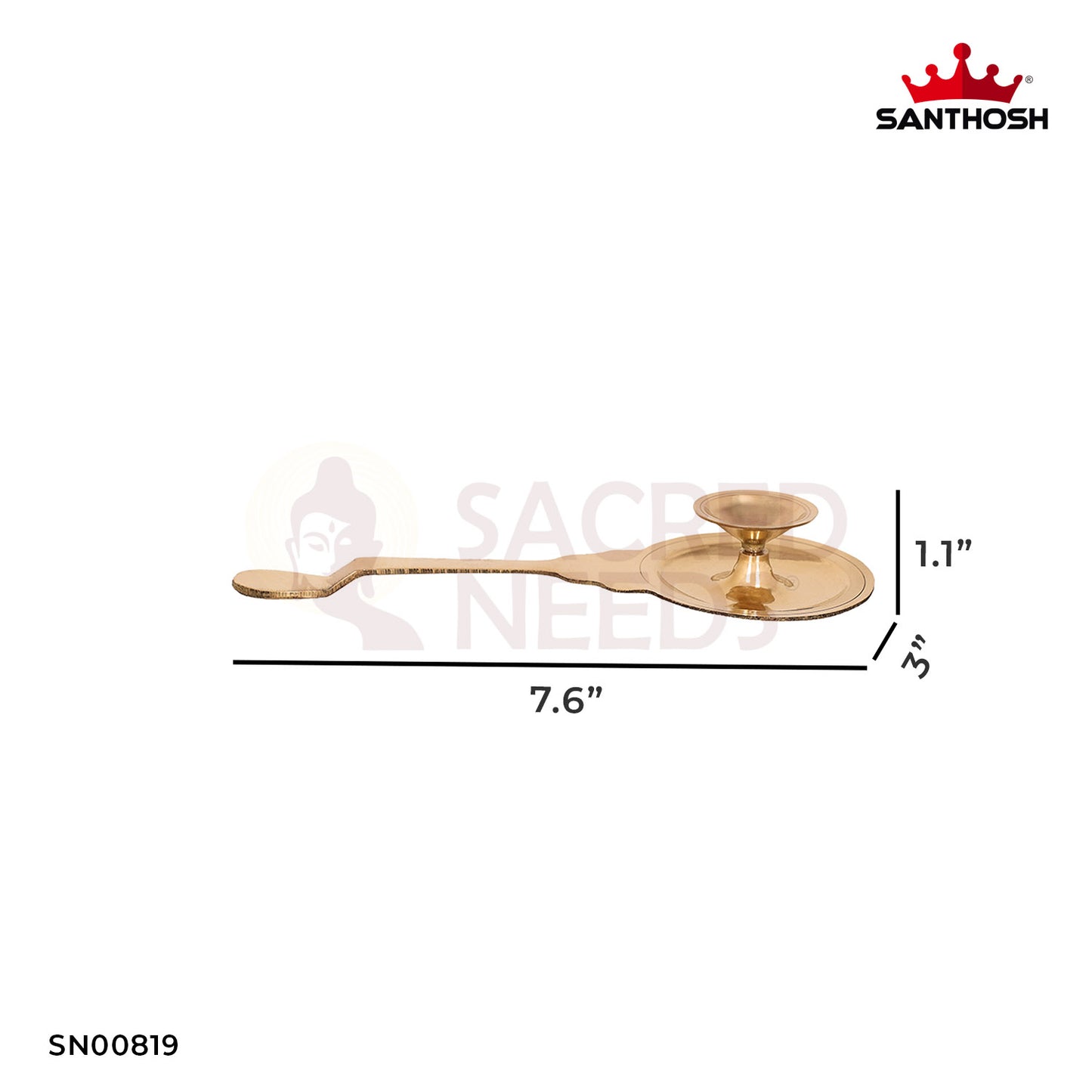 Brass Palghat Arti – 1.1" Height | Small Palghat Arti for Prayer & Temple Use