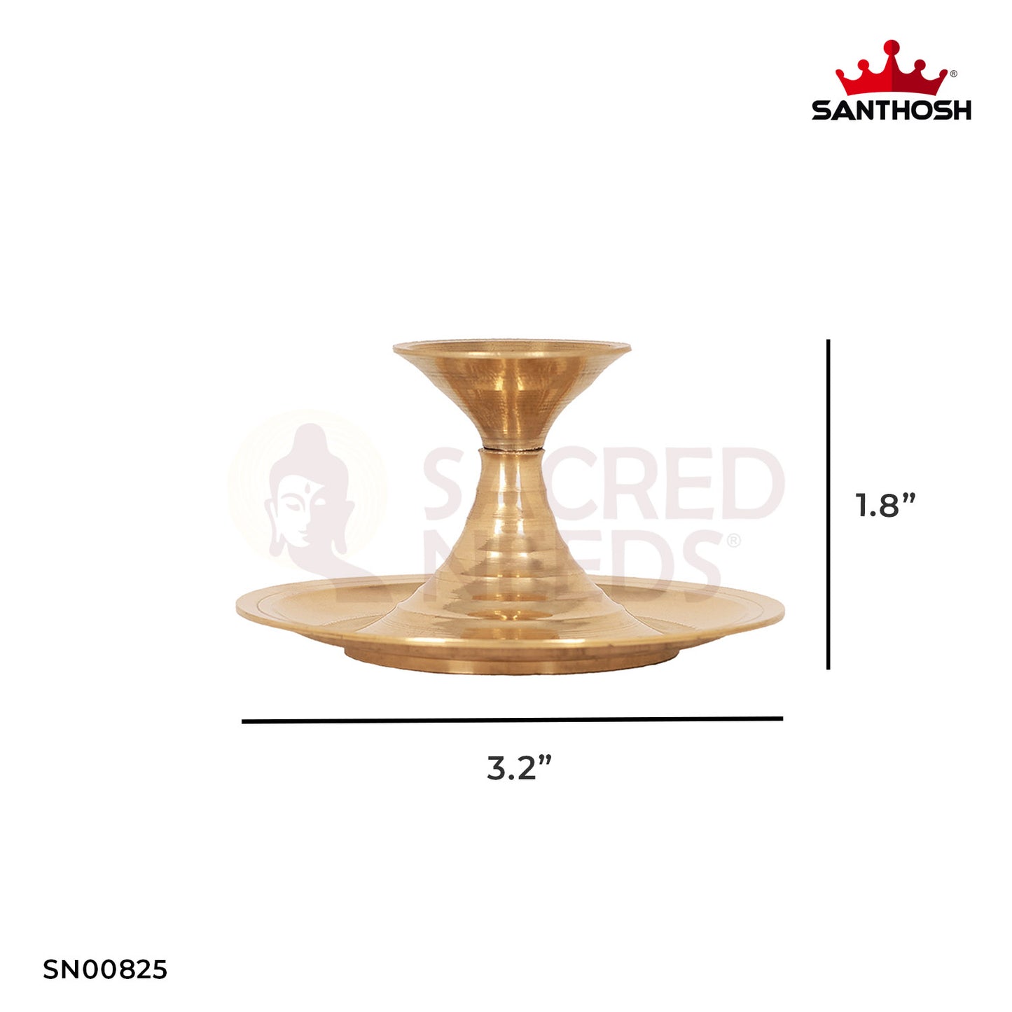 Brass Kapoor Plate Arti – 1.8" Height | Classic Brass Kapoor Arti Plate for Pooja