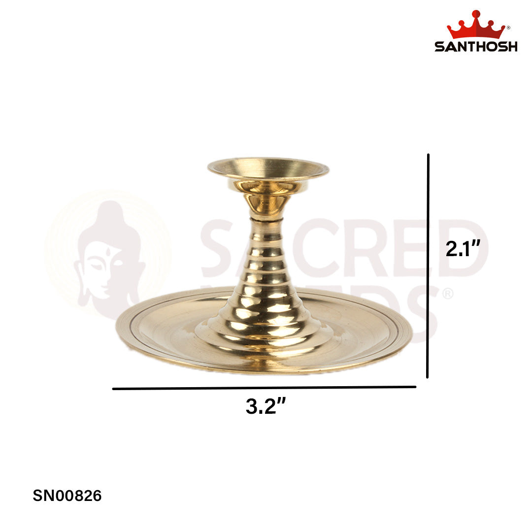 Brass Kapoor Plate Arti – 3" Height | Brass Arti Plate with Kapoor for Rituals & Prayer
