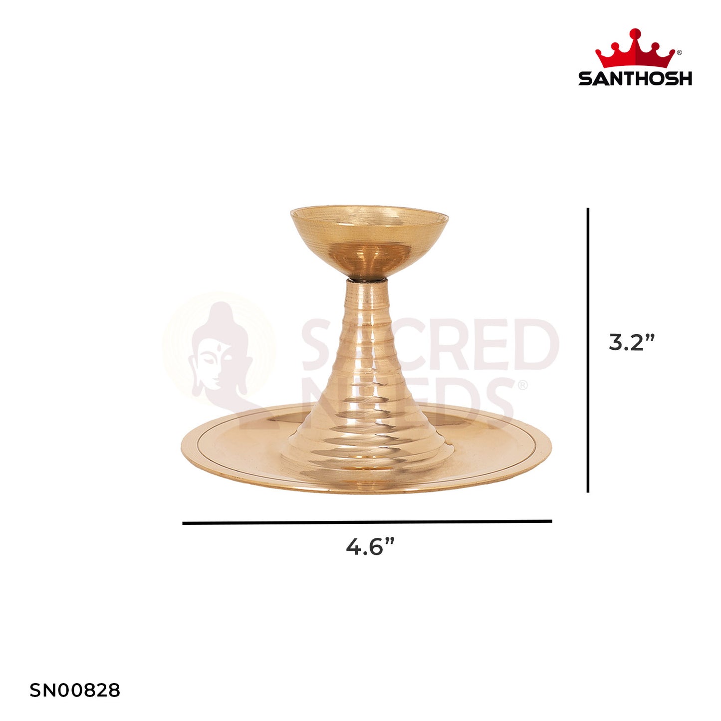 Brass Kapoor Plate Arti – 3.2" Height | Large Brass Kapoor Arti Plate for Rituals & Pooja