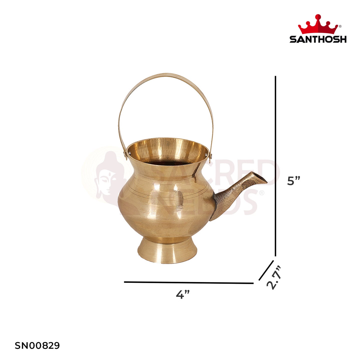 Brass Kamandalam – 5 Inch Small Sacred Water Pot for Pooja & Rituals