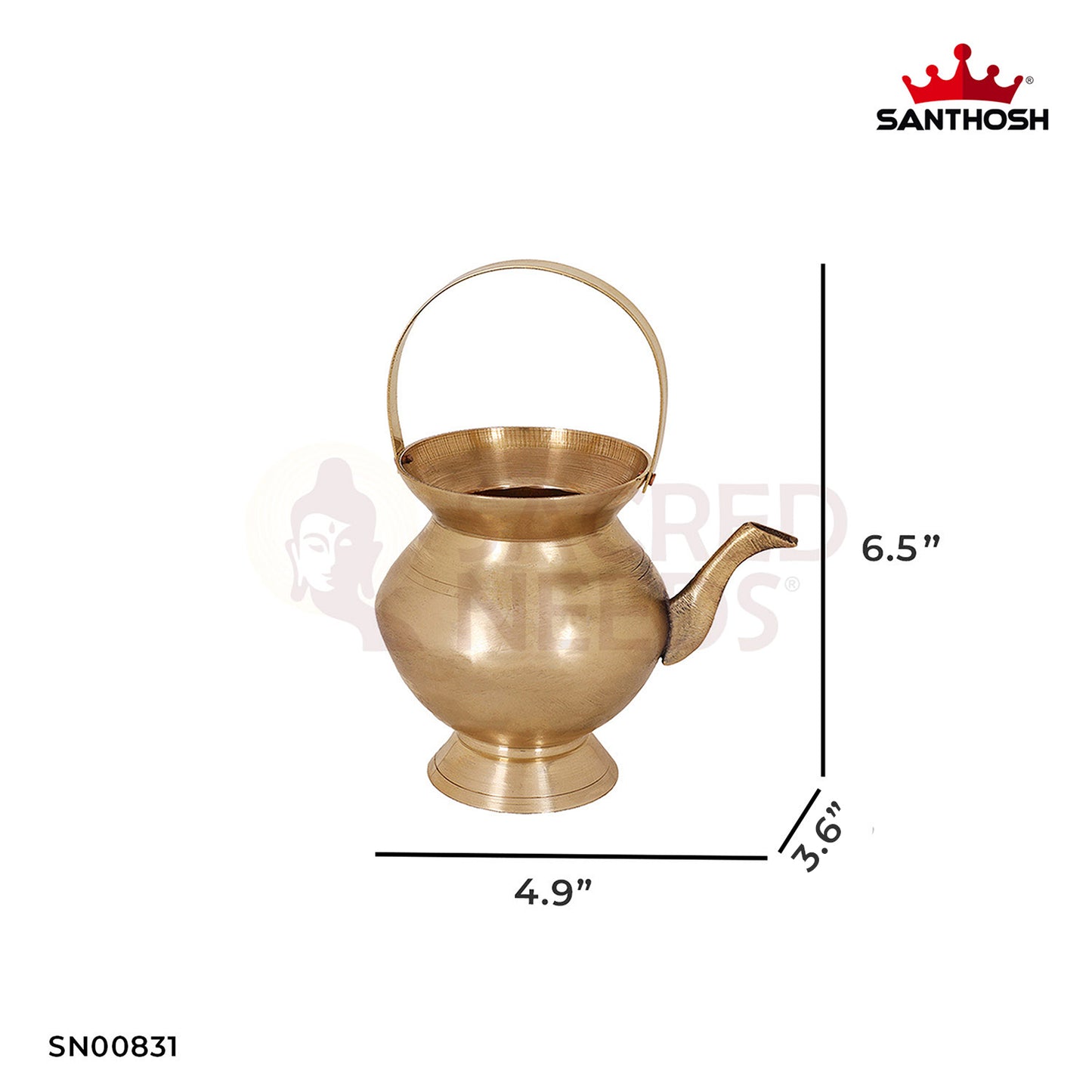 Brass Kamandalam – 6.5 Inch Pooja Kamandalu for Spiritual and Religious Offerings