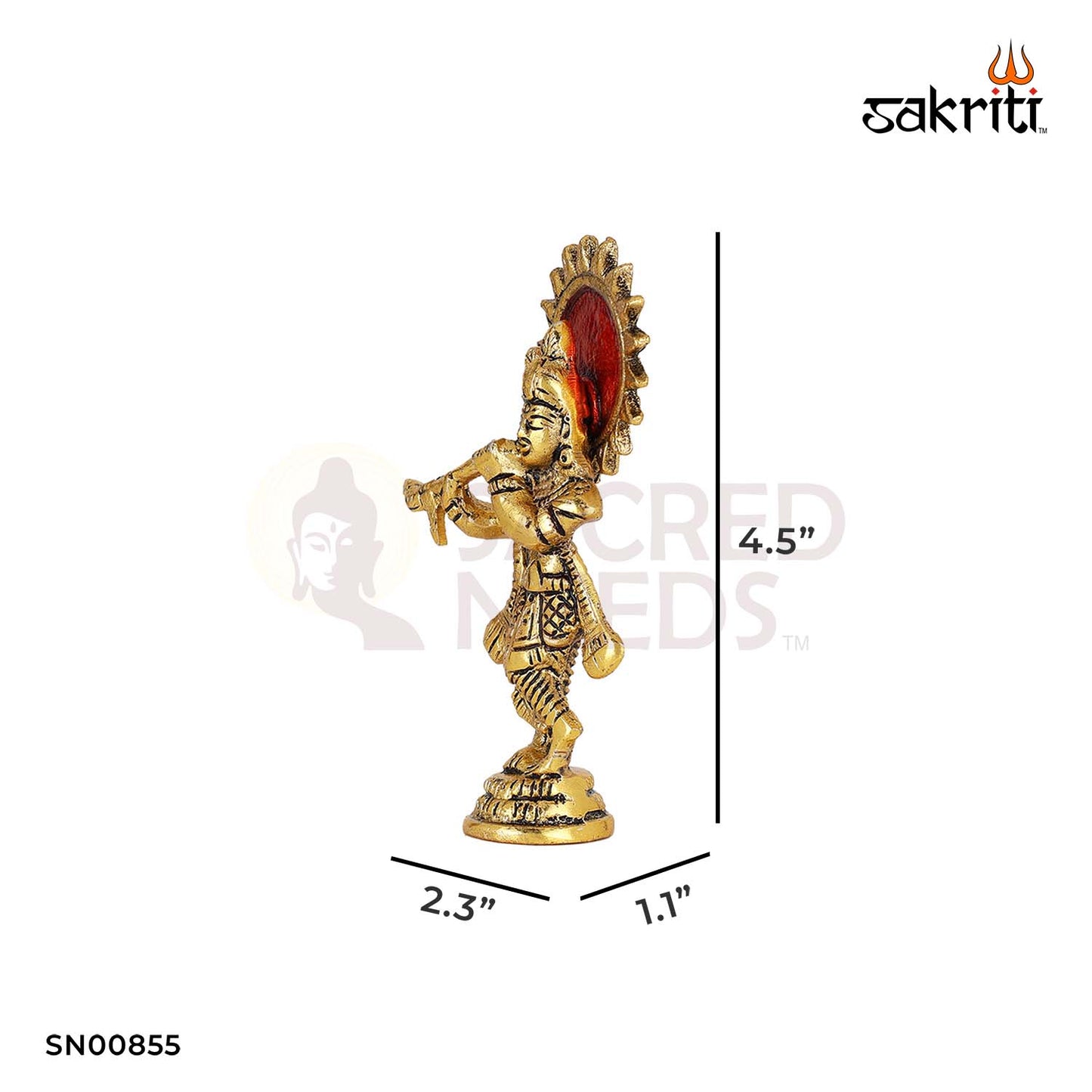 Aluminium Mini Krishna – 4.5 Inch Height | Miniature Krishna Idol for Pooja, Car Dashboard & Temple
