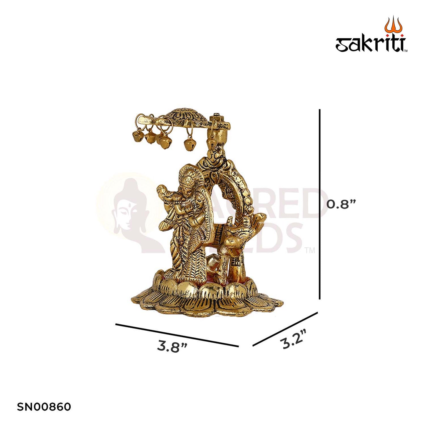 Aluminium Radha Krishna with Umbrella – 0.8 Inch Height | Krishna Statue with Umbrella for Small Pooja & Display