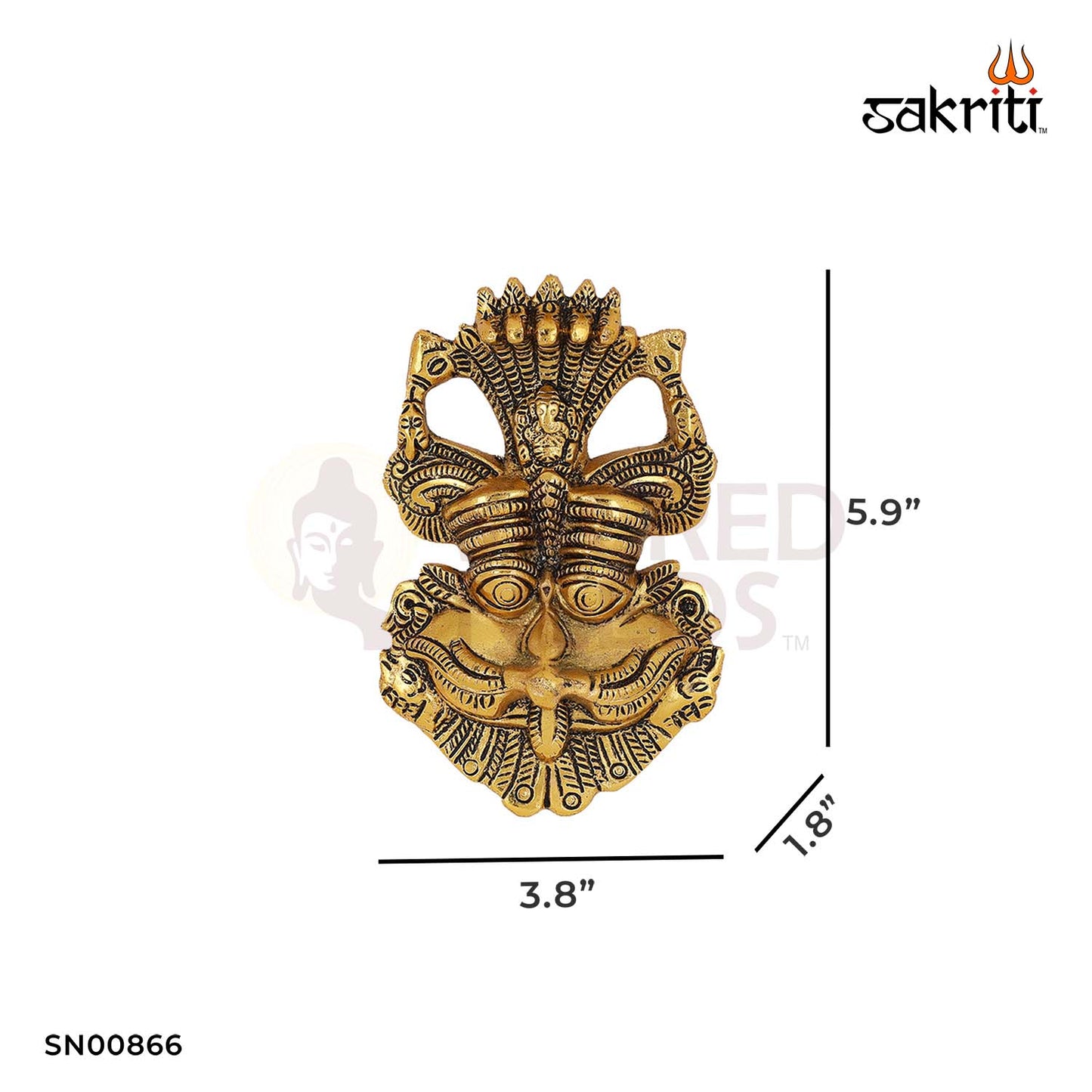 Aluminium Kirti Face – 5.9 Inch Height | Beautiful Kirti Face Idol for Worship, Temple, & Decoration