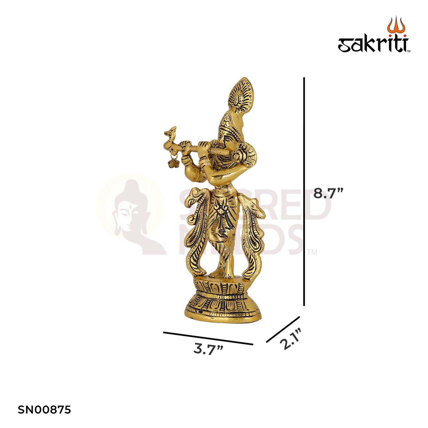Aluminium Krishna – 8.7 Inch Height | Krishna Idol for Pooja, Car Dashboard & Religious Ceremonies