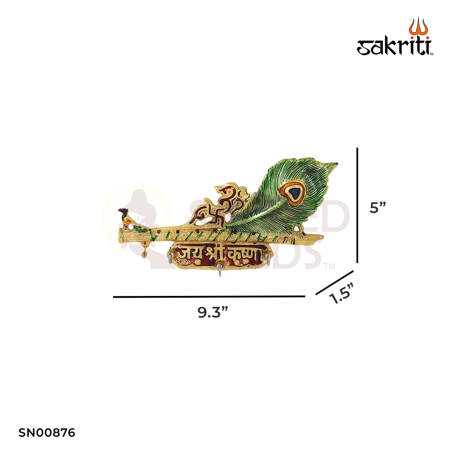 Aluminium Color Krishna Feather – 5 Inch Height | Colorful Krishna Statue with Feather for Temple Decoration