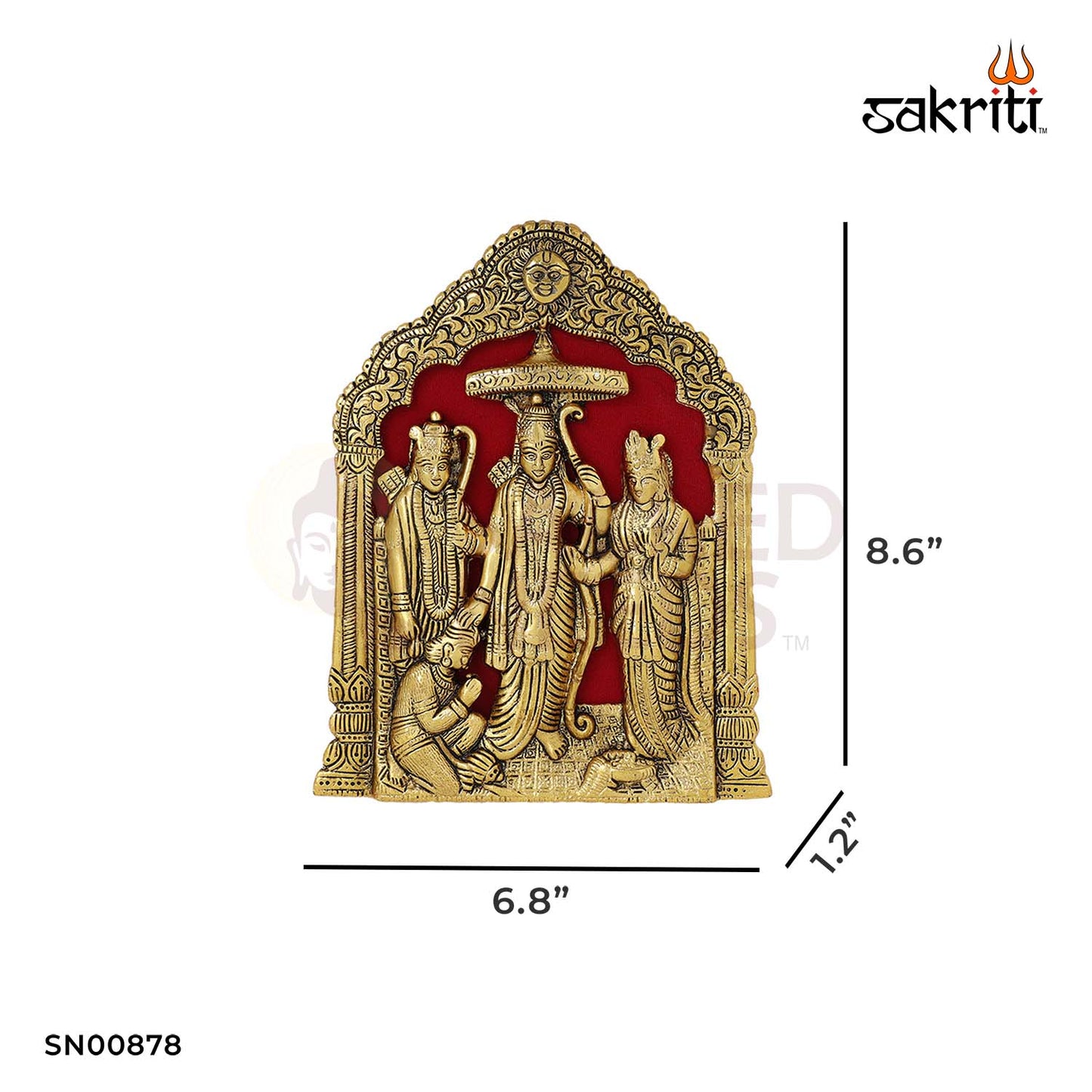 Aluminium Ram Darbar Frame – 8.6 Inch Height | Ram Darbar Figurine with Frame for Pooja & Home Decor