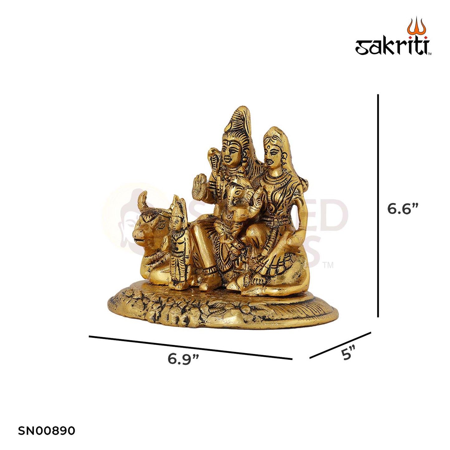 Aluminium Shivan Family – 7.5 Inch Height | Shivan Family Figurine for Temple & Religious Ceremonies