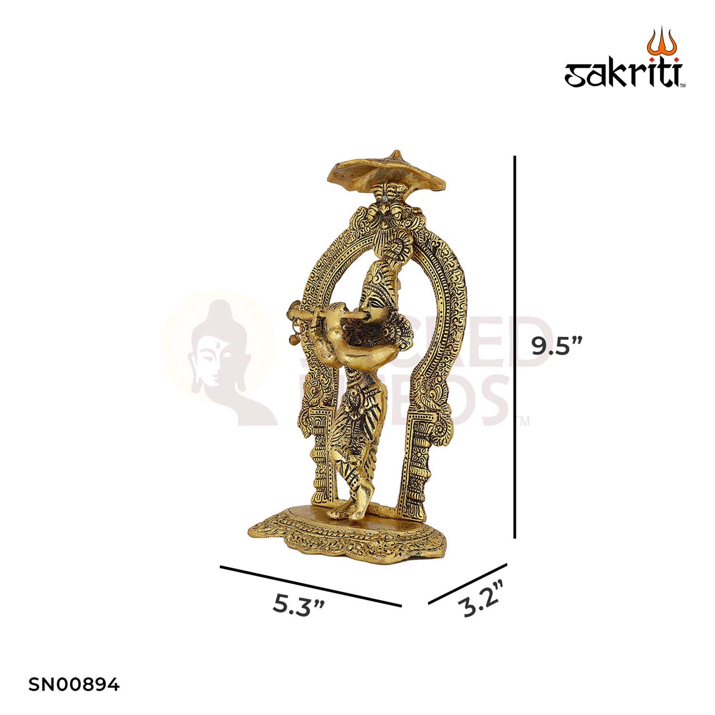 Aluminium Krishna with Stand – 6.5 Inch Height | Krishna Statue with Stand for Temple & Home Pooja