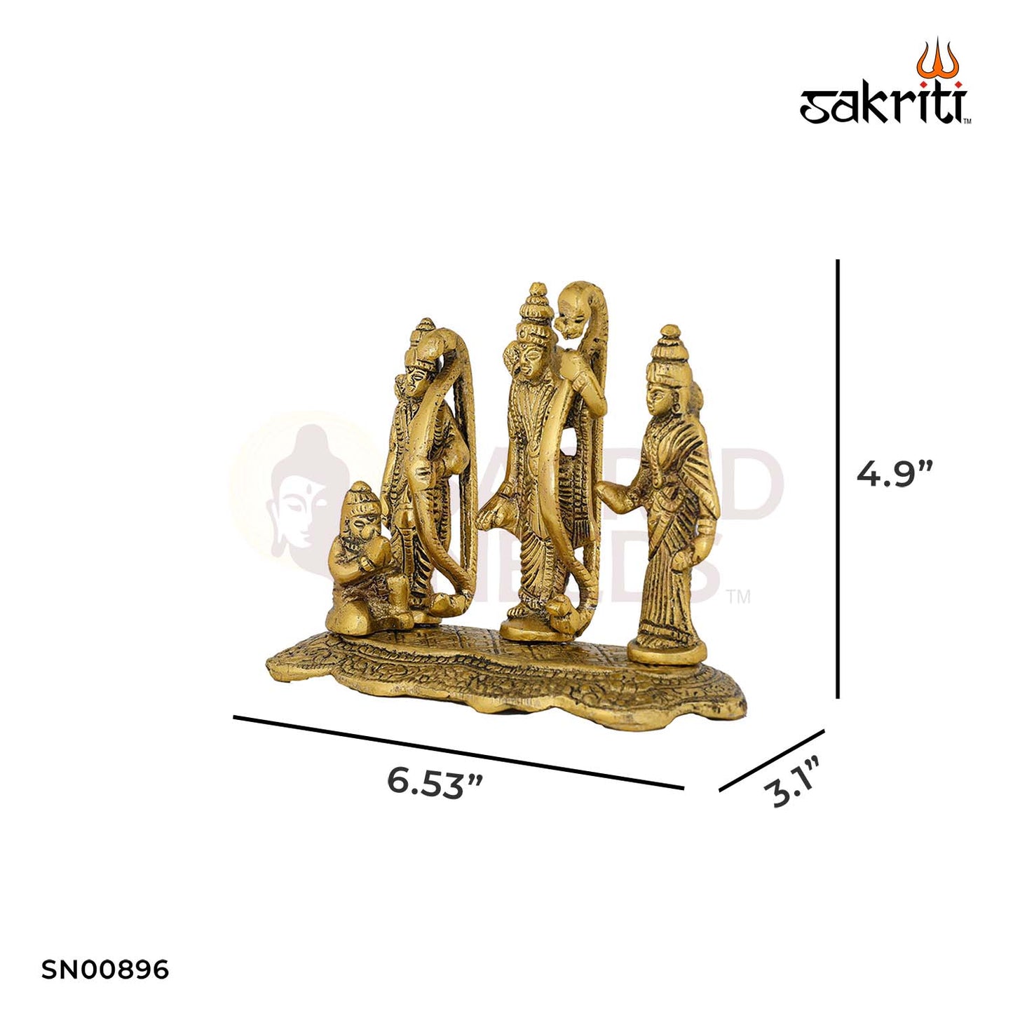 Aluminium Ram Darbar with Base – 7.4 Inch Height | Ram Darbar Figurine with Base for Temple & Pooja