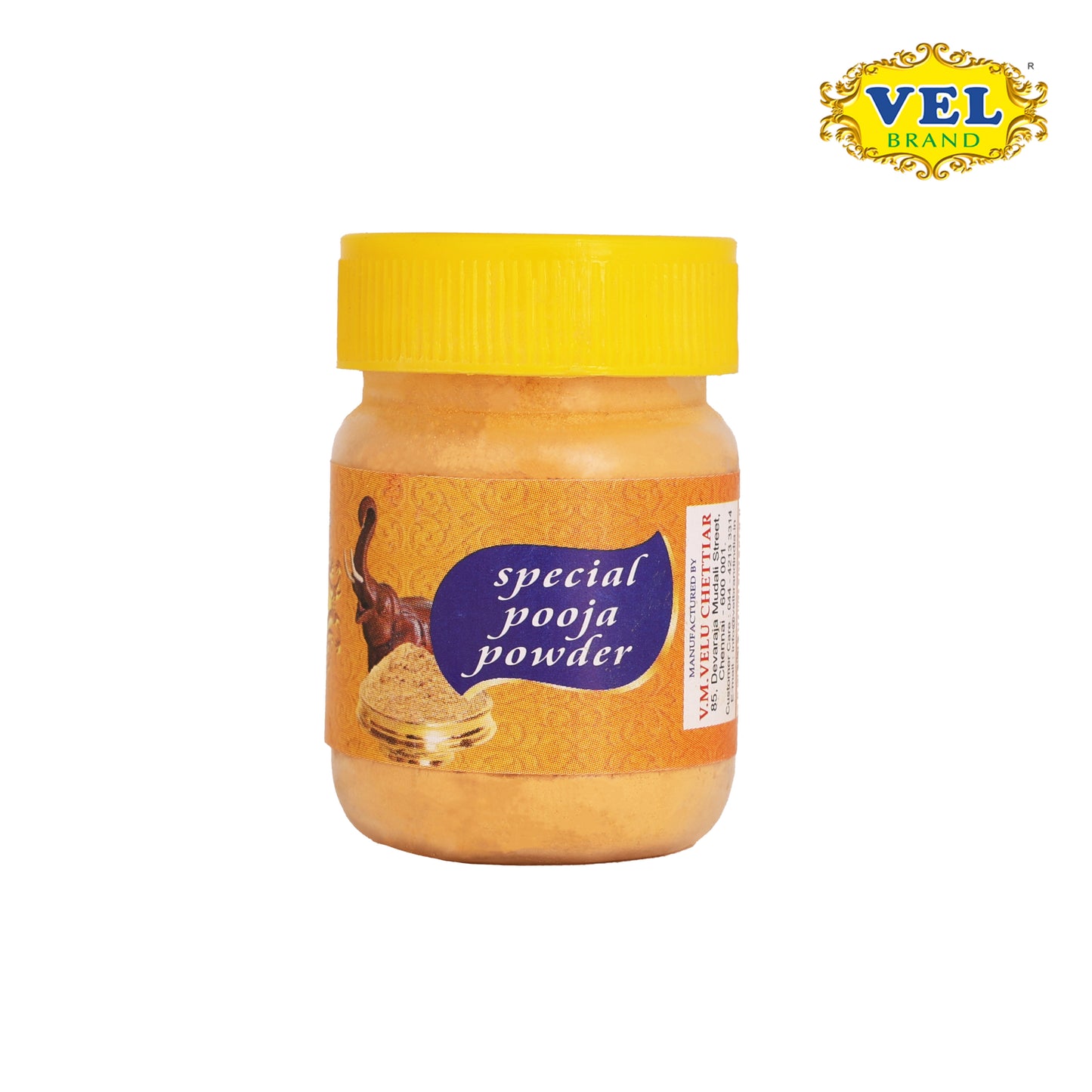 VEL'S Yellow Pooja Powder – 100g | Sacred Powder for Religious Rituals, Temple Offerings & Pooja