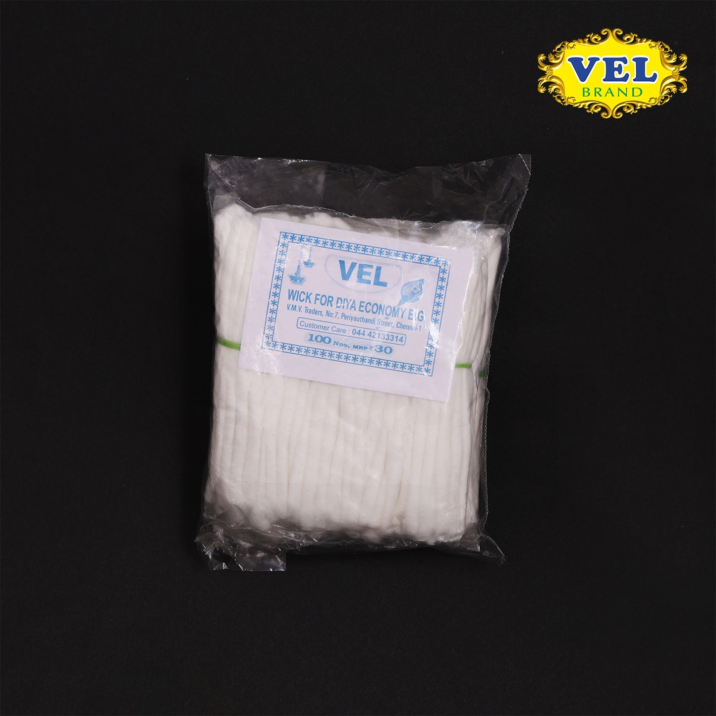 VEL'S Cotton Wicks – 50 Pcs | High-Quality Cotton Wicks for Oil Lamps, Pooja & Rituals