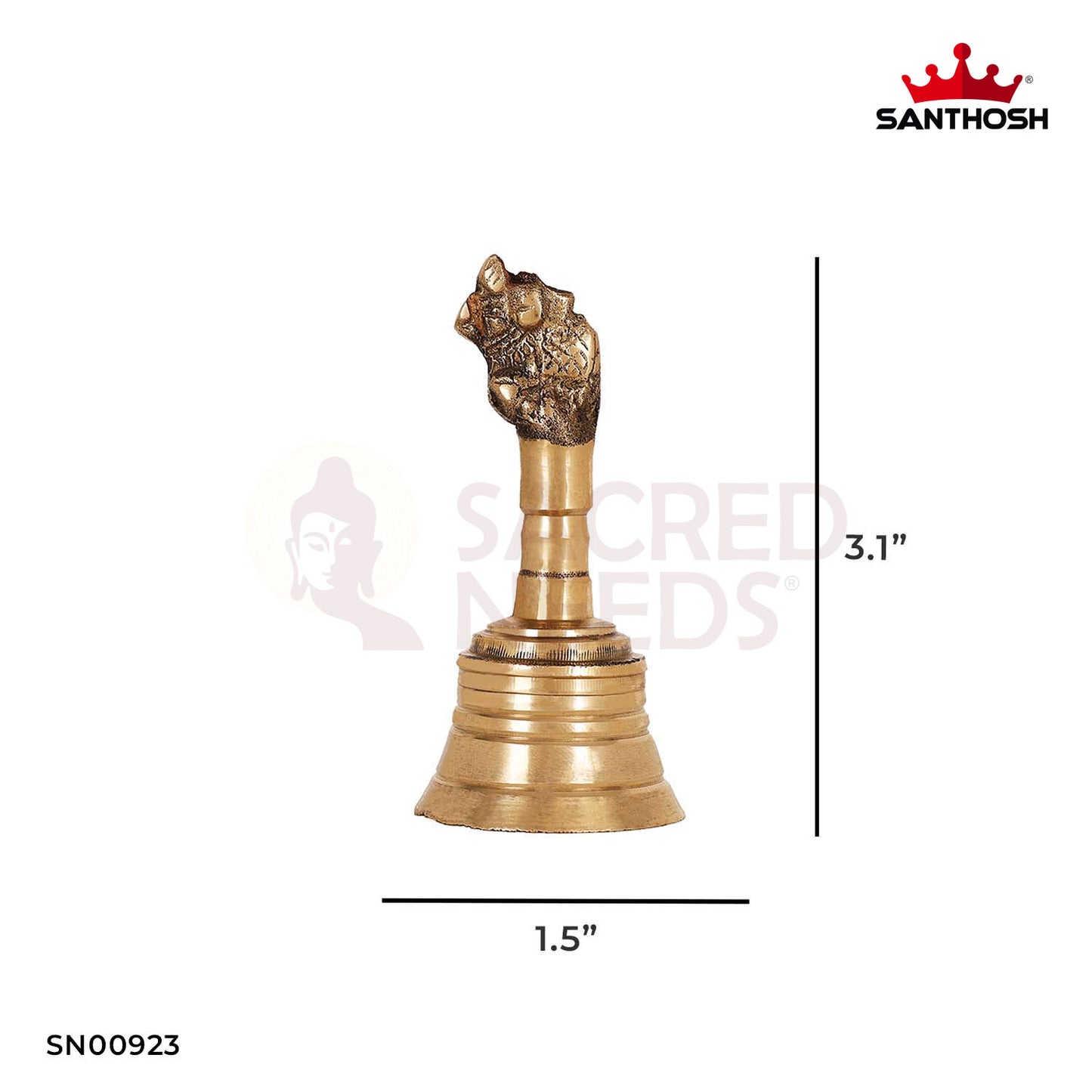 Brass Pooja Nandhi Bell – 3.1 Inch Height | Traditional Brass Temple Bell for Pooja & Rituals
