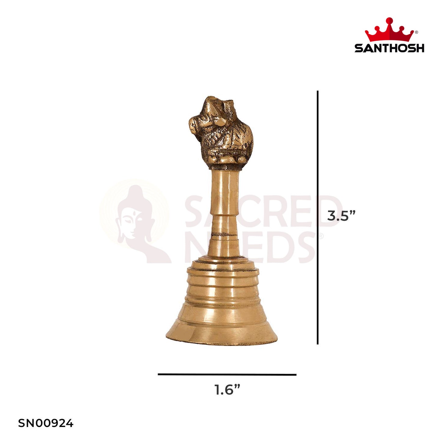 Brass Pooja Nandhi Bell – 3.5 Inch Height | Traditional Brass Temple Bell for Pooja & Rituals