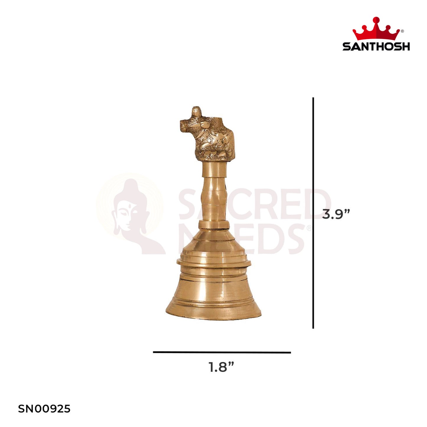 Brass Pooja Nandhi Bell – 3.9 Inch Height | Traditional Brass Temple Bell for Pooja & Rituals