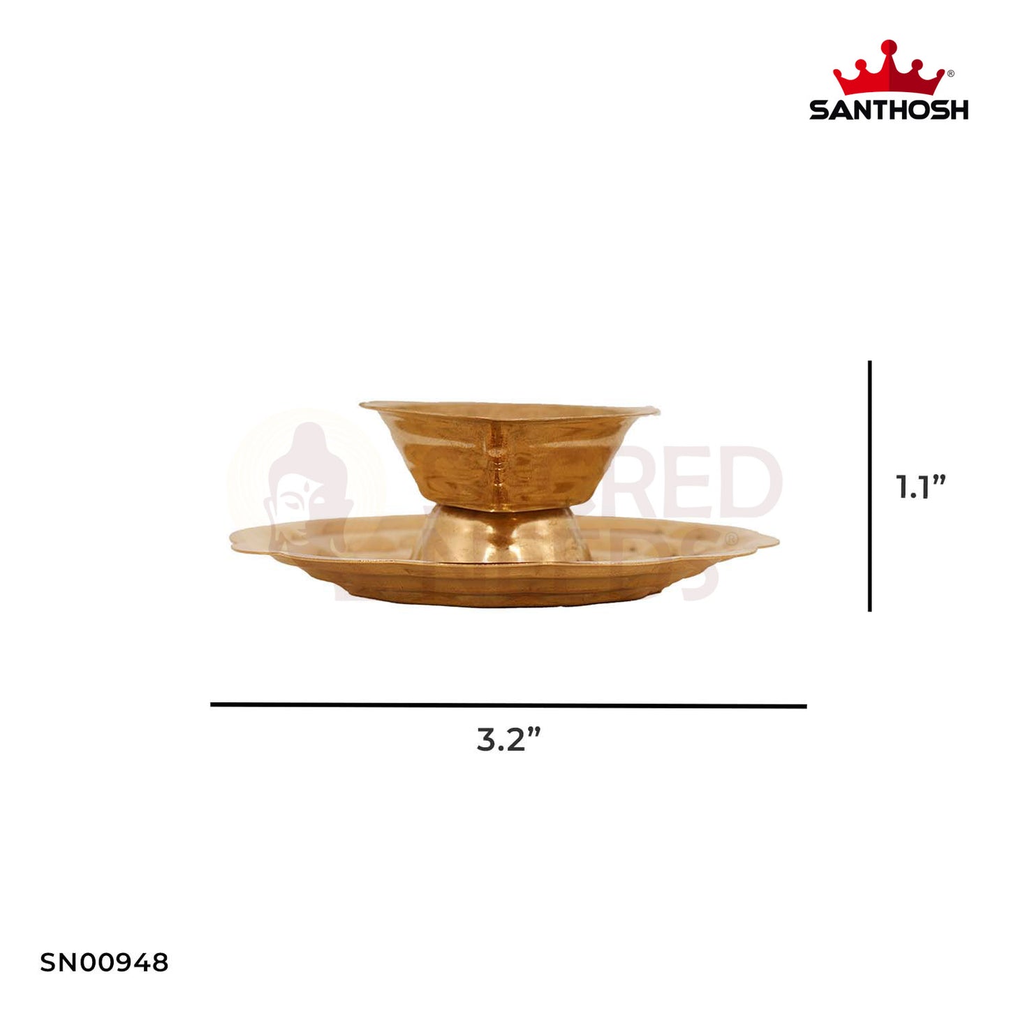 ICC Agal with Plate – 1.1 Inch Height | Brass Pooja Essential for Rituals & Offerings